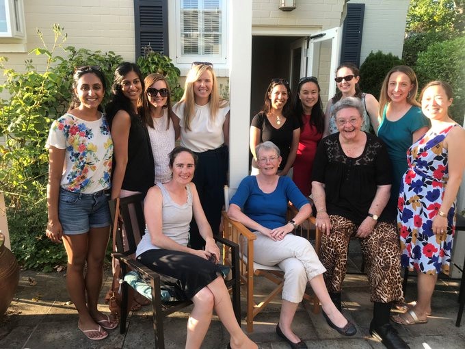 Dr. Lorrie Langdale hosting her surgical mentor and the Women in Surgery group in her garden