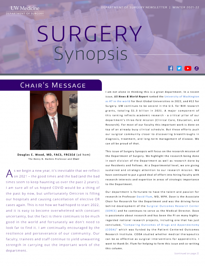 Surgery Synopsis Winter 2021 Issue Front Cover