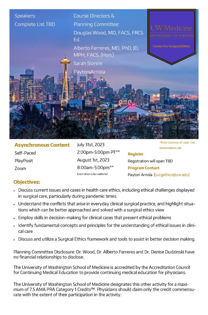 2023 Surgical Ethics Conference Flyer