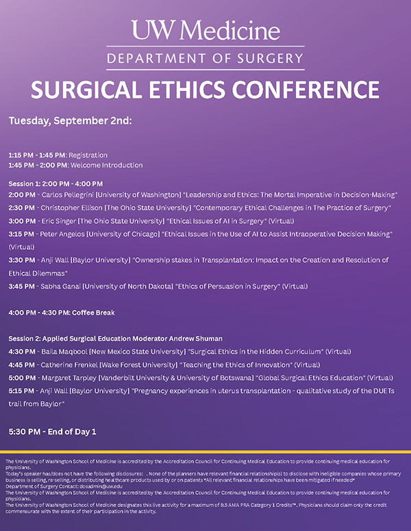 2025 Surgical Ethics Conference Schedule