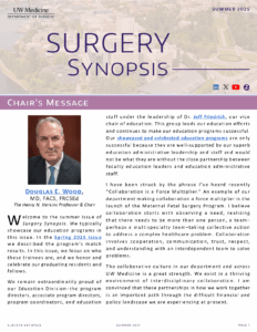 Cover page to the 2025 Surgery Synopsis summer issue