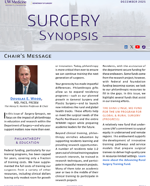 2025 December Surgery Synopsis Newsletter Cover Page